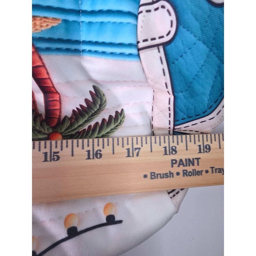 Quilted Beach Camper Duffel Bag Blue White Tropical Surfboard VW Bus Travel Tote - Picture 3 of 5